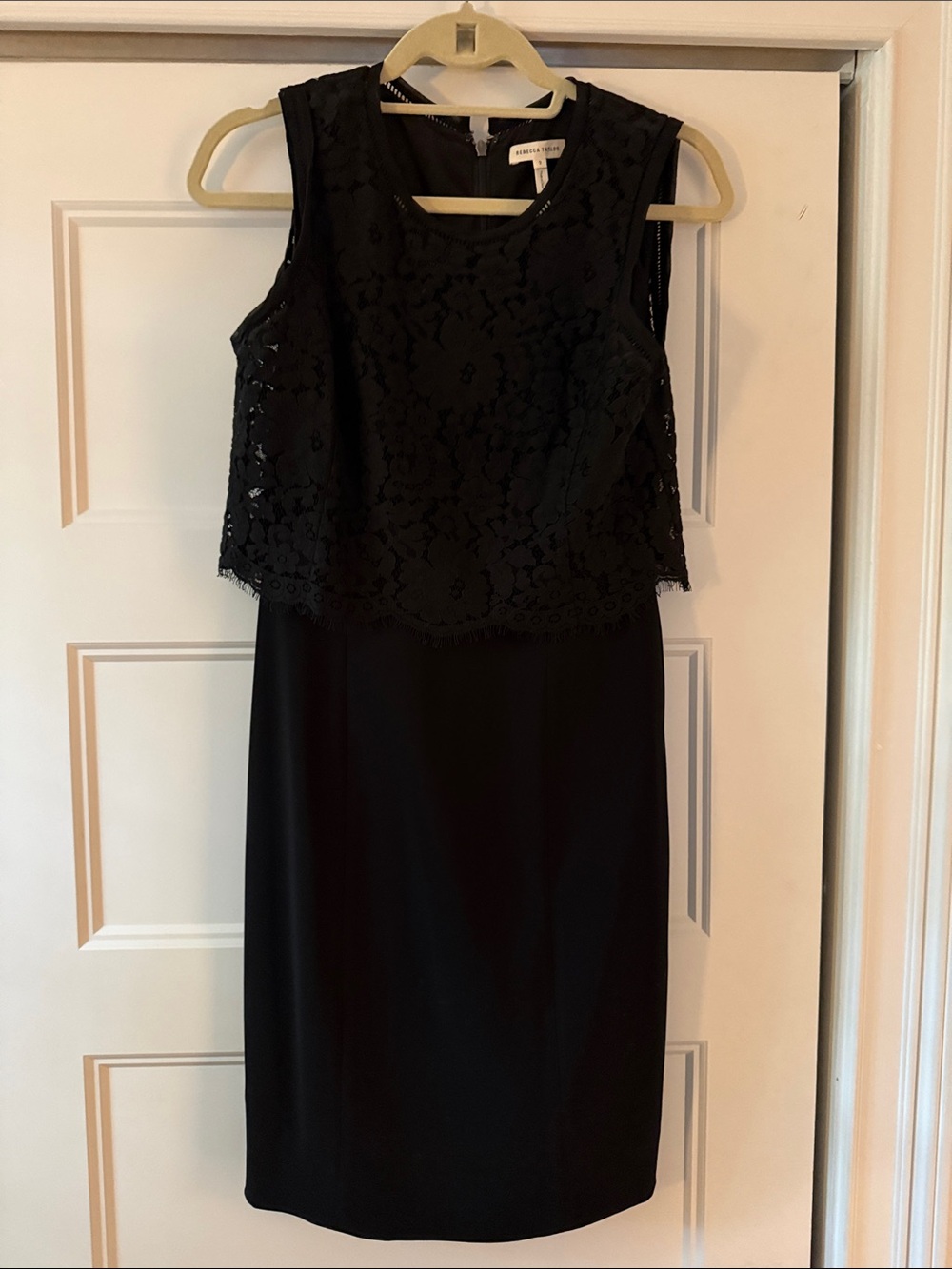 Rebecca Taylor Black Lace-Overlay Sheath Dress